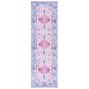 Safavieh Arizona 2'-6&quot x 9'-0&quot Polyester Power Loomed Rug in Ivory / Light Blue