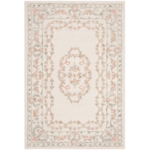 Safavieh Aubusson 2'-0&quot x 3'-0&quot Wool  Hand Tufted Rug in Ivory / Pink