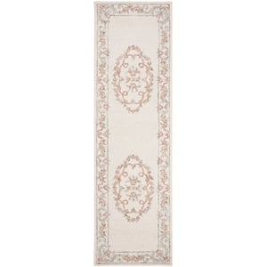 Safavieh Aubusson 2'-3&quot x 12'-0&quot Wool  Hand Tufted Rug in Ivory / Pink