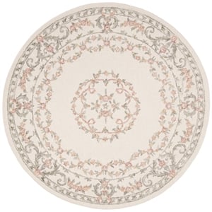 Safavieh Aubusson 4'-0&quot x 4'-0&quot Wool  Hand Tufted Rug in Ivory / Pink