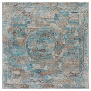 Safavieh Anatolia 6'-0&quot x 6'-0&quot Polyester Hand Tufted Rug in Light Blue / Brown