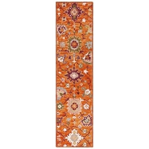 Safavieh Aspen 2'-3&quot x 11'-0&quot Wool and Cotton Hand Tufted Rug in Rust / Green