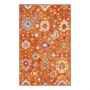 Safavieh Aspen 2'-3&quot x 5'-0&quot Wool and Cotton Hand Tufted Rug in Rust / Green