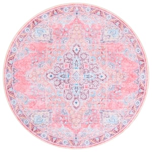 Safavieh Arizona 8'-0&quot x 8'-0&quot Polyester Power Loomed Rug in Pink / Beige