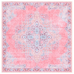 Safavieh Arizona 8'-0&quot x 8'-0&quot Polyester Power Loomed Rug in Pink / Beige