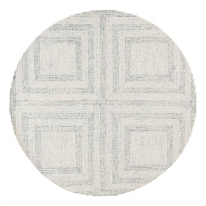 Safavieh Abstract 6'-0&quot x 6'-0&quot Wool and Cotton Hand Tufted Rug in Ivory / Blue