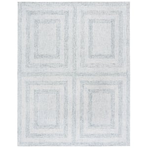 Safavieh Abstract 8'-0&quot x 10'-0&quot Wool and Cotton Hand Tufted Rug in Ivory / Blue
