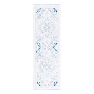 Safavieh Arizona 2'-6&quot x 9'-0&quot Polyester Power Loomed Rug in Ivory / Aqua