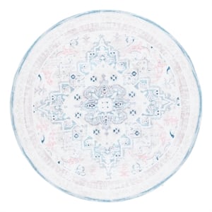 Safavieh Arizona 8'-0&quot x 8'-0&quot Polyester Power Loomed Rug in Ivory / Aqua