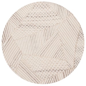 Safavieh Abstract 6'-0&quot x 6'-0&quot Wool Hand Tufted Rug in Ivory / Light Brown