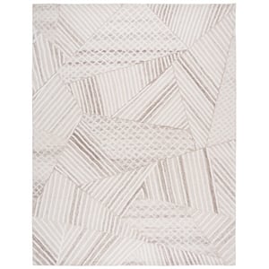Safavieh Abstract 8'-0&quot x 10'-0&quot Wool Hand Tufted Rug in Ivory / Light Brown