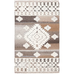 Safavieh Aspen 2'-0&quot x 3'-0&quot Wool and Cotton Hand Tufted Rug inIvory/Light Brown