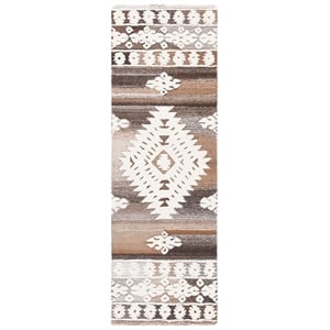 Safavieh Aspen 2'-3&quot x 11'-0&quot Wool and Cotton Hand Tufted Rug inIvory/LightBrown