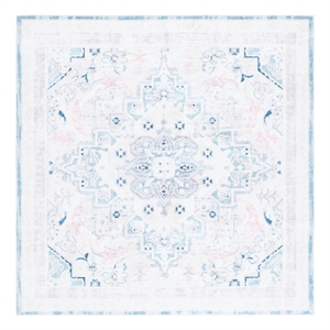 Safavieh Arizona 8'-0&quot x 8'-0&quot Polyester Power Loomed Rug in Ivory / Aqua