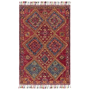 Safavieh Aspen 2'-0&quot x 3'-0&quot Wool and Cotton Hand Tufted Rug in Red / Blue
