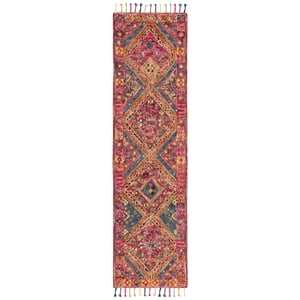 Safavieh Aspen 2'-3&quot x 11'-0&quot Wool and Cotton Hand Tufted Rug in Red / Blue