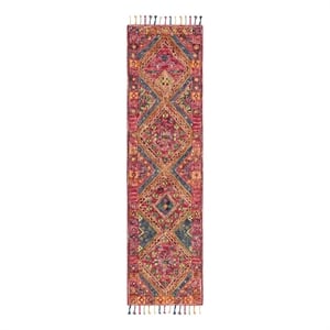 Safavieh Aspen 2'-3&quot x 7'-0&quot Wool and Cotton Hand Tufted Rug in Red / Blue