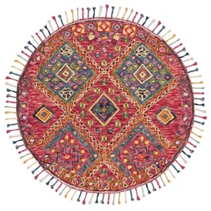 Safavieh Aspen 3'-0&quot x 3'-0&quot Wool and Cotton Hand Tufted Rug in Red / Blue