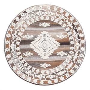 Safavieh Aspen 5'-0&quot x 5'-0&quot Wool and Cotton Hand Tufted Rug in Ivory/LightBrown