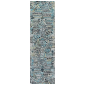 Safavieh Anatolia 2'-3&quot x 8'-0&quot Polyester Hand Tufted Rug in Gray / Turquoise