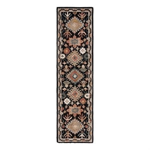 Safavieh Aspen 2'-3&quot x 13'-0&quot Wool and Cotton Hand Tufted Rug in Black / Rust