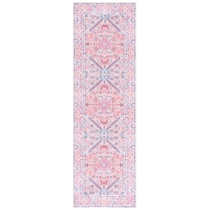 Safavieh Arizona 2'-6&quot x 9'-0&quot Polyester Power Loomed Rug in Beige / Pink