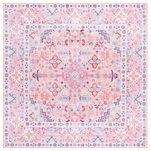 Safavieh Arizona 4'-0&quot x 4'-0&quot Polyester Power Loomed Rug in Beige / Pink