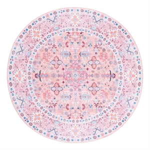 Safavieh Arizona 8'-0&quot x 8'-0&quot Polyester Power Loomed Rug in Beige / Pink