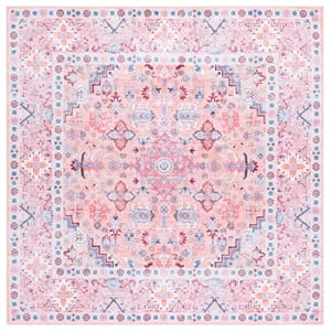 Safavieh Arizona 8'-0&quot x 8'-0&quot Polyester Power Loomed Rug in Beige / Pink