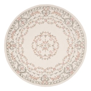 Safavieh Aubusson 8'-0&quot x 8'-0&quot Wool  Hand Tufted Rug in Ivory / Pink