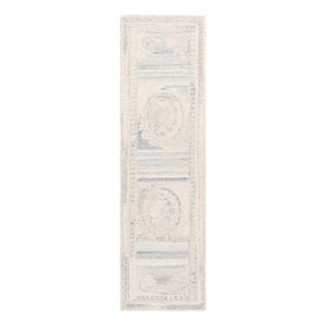 Safavieh Aubusson 2'-3&quot x 8'-0&quot Wool and Cotton Hand Tufted Rug in Gray / Ivory
