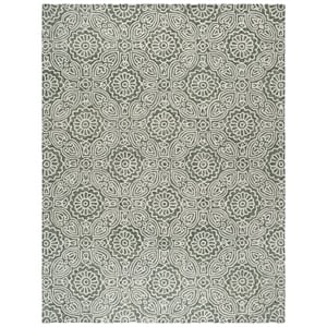 Safavieh Blossom 9'-0&quot x 12'-0&quot Wool and Cotton Hand Tufted Rug in Gray / Ivory