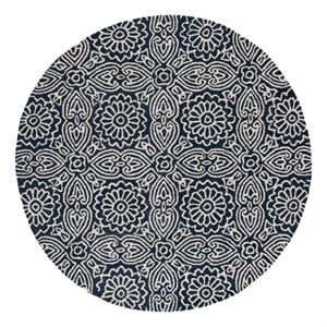 Safavieh Blossom 6'-0&quot x 6'-0&quot Wool and Cotton Hand Tufted Rug in Blue / Ivory