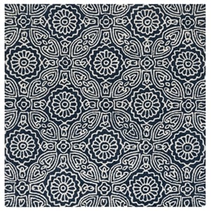 Safavieh Blossom 6'-0&quot x 6'-0&quot Wool and Cotton Hand Tufted Rug in Blue / Ivory