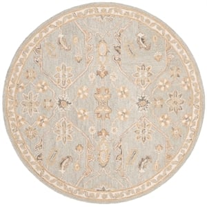 Safavieh Blossom 8'-0&quot x 8'-0&quot Wool  Hand Tufted Rug in Slate / Beige
