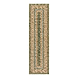 Safavieh Braided 2'-3&quot x 8'-0&quot Polypropylene Hand Woven Rug in Brown / DarkGreen