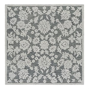 Safavieh Blossom 6'-0&quot x 6'-0&quot Wool and Cotton Hand Tufted Rug in Gray / Ivory