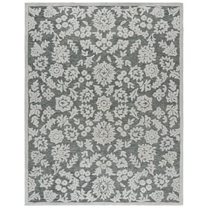 Safavieh Blossom 9'-0&quot x 12'-0&quot Wool and Cotton Hand Tufted Rug in Gray / Ivory