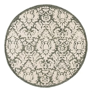 Safavieh Blossom 6'-0&quot x 6'-0&quot Wool and Cotton Hand Tufted Rug in Green / Ivory