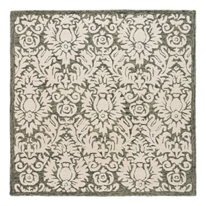 Safavieh Blossom 6'-0&quot x 6'-0&quot Wool and Cotton Hand Tufted Rug in Green / Ivory