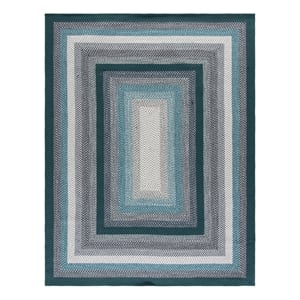 Safavieh Braided 8'-0&quot x 10'-0&quot Polypropylene Hand Woven Rug in Teal/Multi-Color