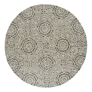 Safavieh Blossom 6'-0&quot x 6'-0&quot Wool and Cotton Hand Tufted Rug in Gray / Ivory
