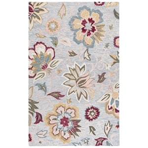 Safavieh Blossom 6'-0&quot x 9'-0&quot Wool and Cotton Hand Tufted Rug in Gray /  Pink