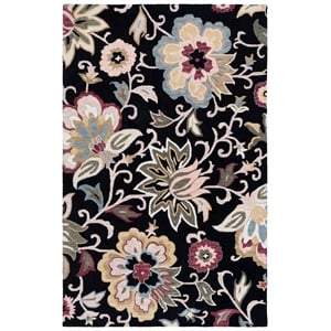 Safavieh Blossom 6'-0&quot x 9'-0&quot Wool and Cotton Hand Tufted Rug in Black / Sage