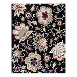Safavieh Blossom 9'-0&quot x 12'-0&quot Wool and Cotton Hand Tufted Rug in Black / Sage