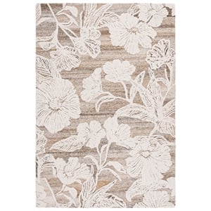 Safavieh Blossom 2'-3&quot x 8'-0&quot Wool and Cotton Hand Tufted Rug in Taupe / Ivory