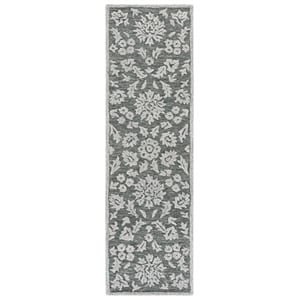 Safavieh Blossom 2'-3&quot x 8'-0&quot Wool and Cotton Hand Tufted Rug in Gray / Ivory