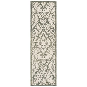 Safavieh Blossom 2'-3&quot x 8'-0&quot Wool and Cotton Hand Tufted Rug in Green / Ivory