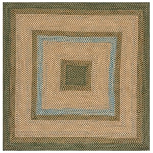 Safavieh Braided 6'-0&quot x 6'-0&quot Polypropylene Hand Woven Rug in Brown / DarkGreen