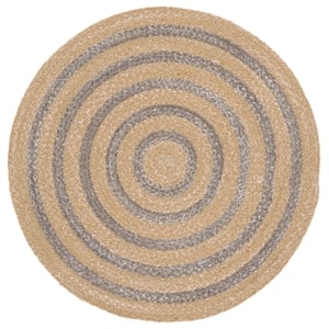 Safavieh Braided 4'-0&quot x 4'-0&quot Wool  Hand Woven Rug in Natural / Gray